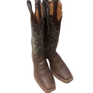 JUSTIN KATIA TORINO Brown with teal stitching WOMEN'S WESTERN BOOT-BRL451